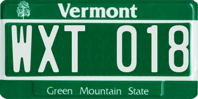 VT license plate WXT018