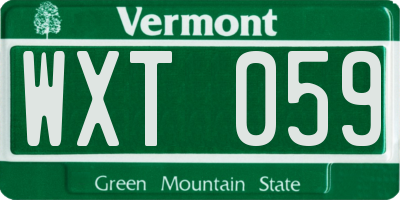 VT license plate WXT059