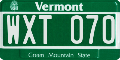 VT license plate WXT070