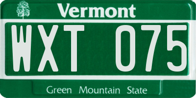 VT license plate WXT075