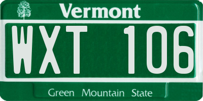 VT license plate WXT106