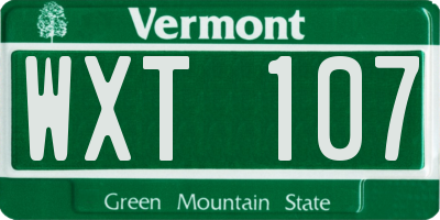 VT license plate WXT107