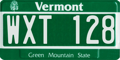 VT license plate WXT128