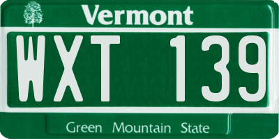 VT license plate WXT139