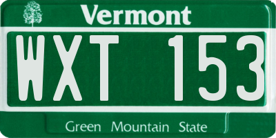 VT license plate WXT153