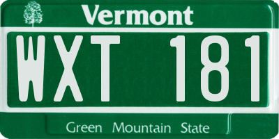 VT license plate WXT181