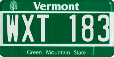 VT license plate WXT183
