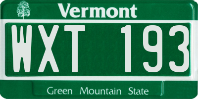 VT license plate WXT193