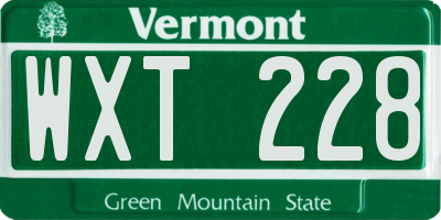 VT license plate WXT228