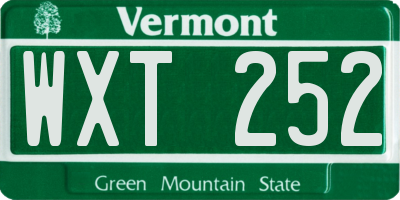 VT license plate WXT252