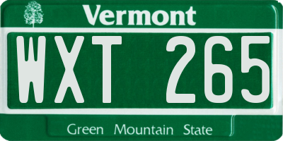 VT license plate WXT265