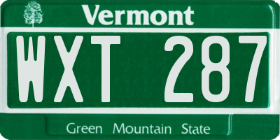 VT license plate WXT287