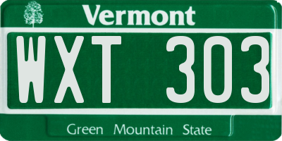VT license plate WXT303