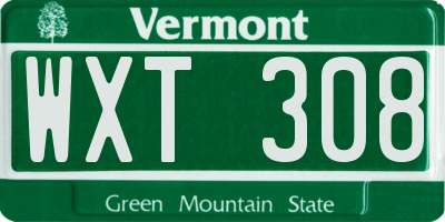 VT license plate WXT308