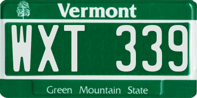 VT license plate WXT339