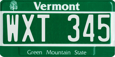 VT license plate WXT345