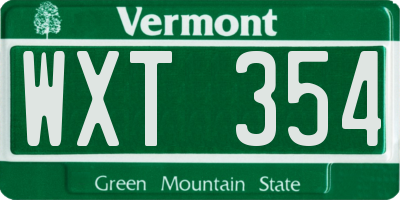VT license plate WXT354