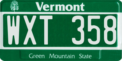 VT license plate WXT358
