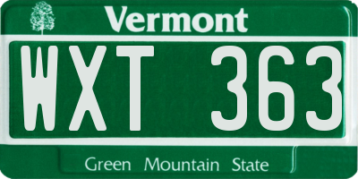 VT license plate WXT363