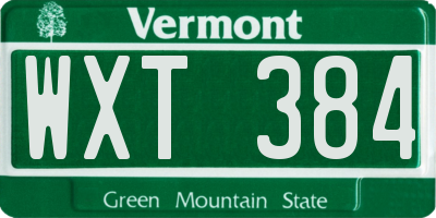 VT license plate WXT384