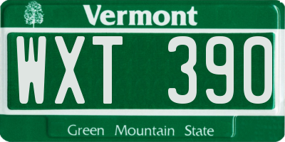 VT license plate WXT390