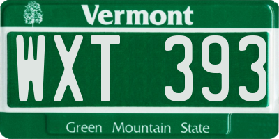 VT license plate WXT393