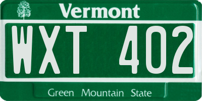 VT license plate WXT402