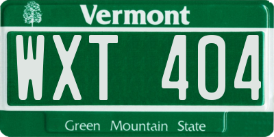 VT license plate WXT404