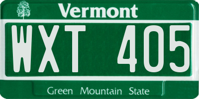 VT license plate WXT405