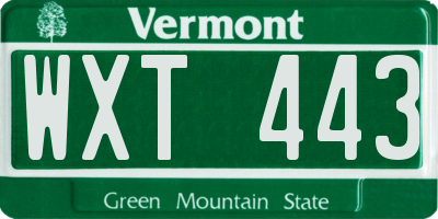 VT license plate WXT443