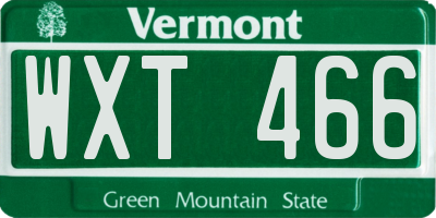 VT license plate WXT466