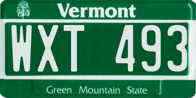 VT license plate WXT493