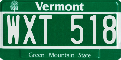 VT license plate WXT518