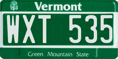 VT license plate WXT535