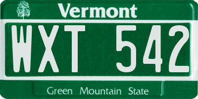 VT license plate WXT542
