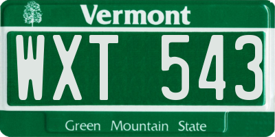 VT license plate WXT543