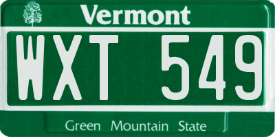 VT license plate WXT549