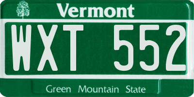 VT license plate WXT552