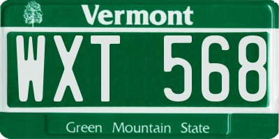 VT license plate WXT568