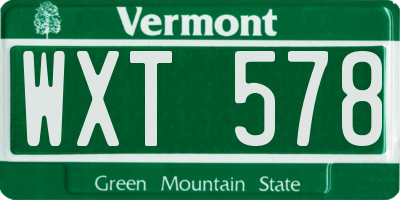 VT license plate WXT578