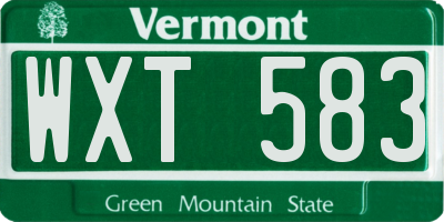 VT license plate WXT583