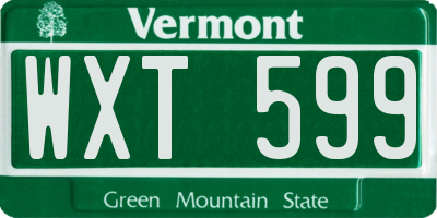 VT license plate WXT599