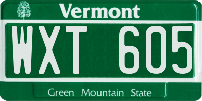 VT license plate WXT605