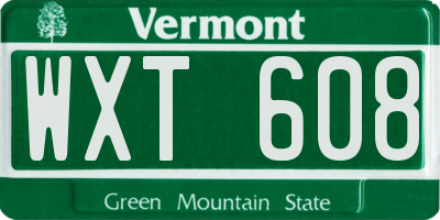 VT license plate WXT608