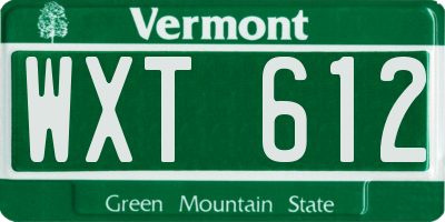 VT license plate WXT612
