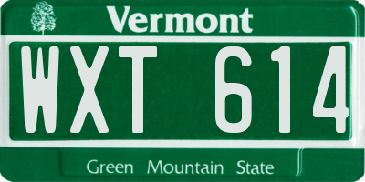 VT license plate WXT614