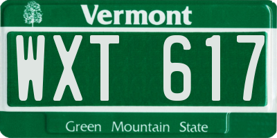 VT license plate WXT617