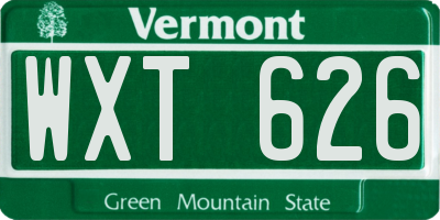 VT license plate WXT626