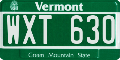 VT license plate WXT630