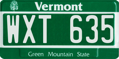 VT license plate WXT635